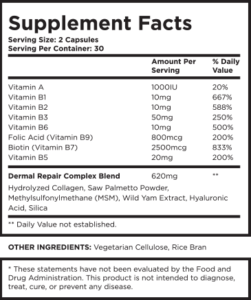 Ingredients in the Dermal Repair Complex Supplements